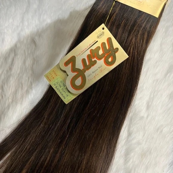 Ultra Silky 100% Human hair extensions 18 In long Black with copper highlights - Picture 6 of 6